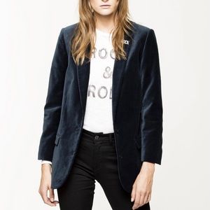 Zadig & Voltaire "Viva Velours" Navy Velvet Blazer
